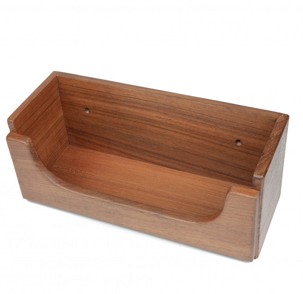 Traditional Solid Teak Guest Paper Towel Holder on a white background