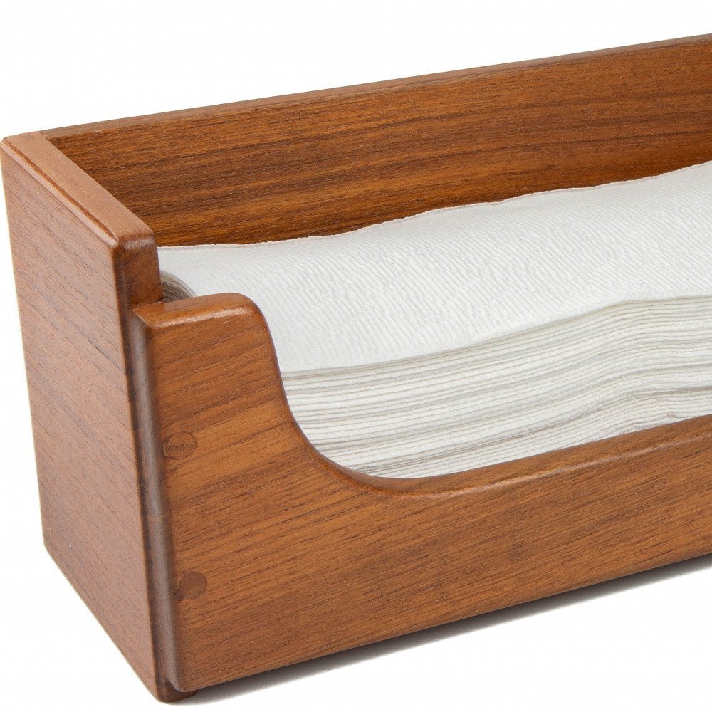 Traditional Solid Teak Guest Paper Towel Holder on a white background