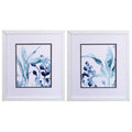 Set of Two Blue Flower Framed Art on a white background