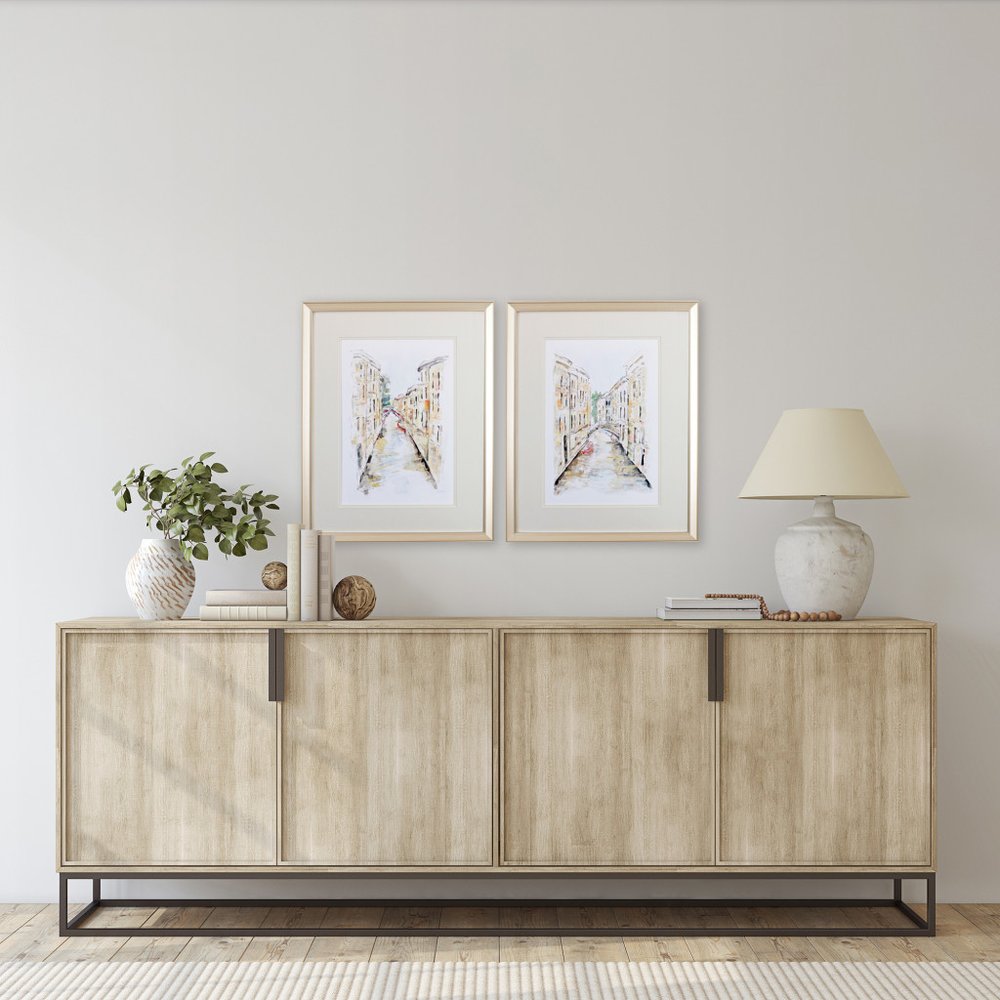 Set of Two Brown Streets of Venice Framed Art