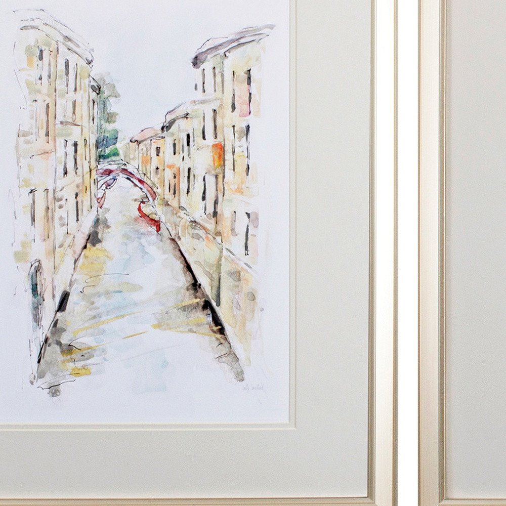 Set of Two Brown Streets of Venice Framed Art on a white background