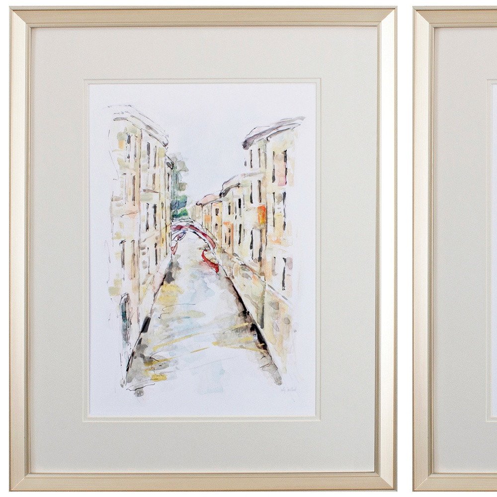 Set of Two Brown Streets of Venice Framed Art on a white background