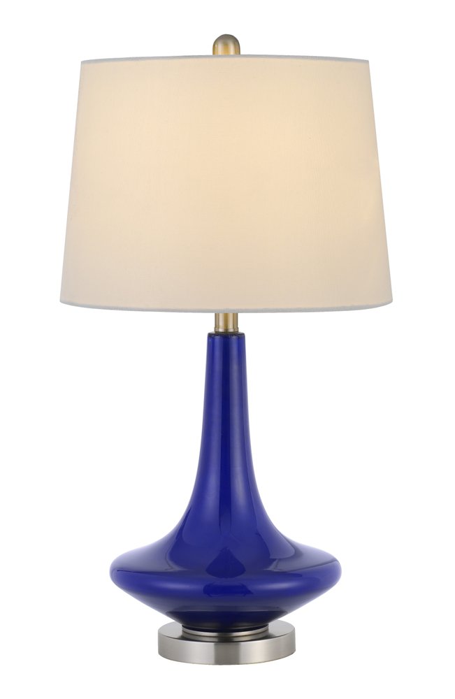 Set Of Two 26" Silver Metal Two Light Bedside Table Lamps With White Globe Shade on a white background