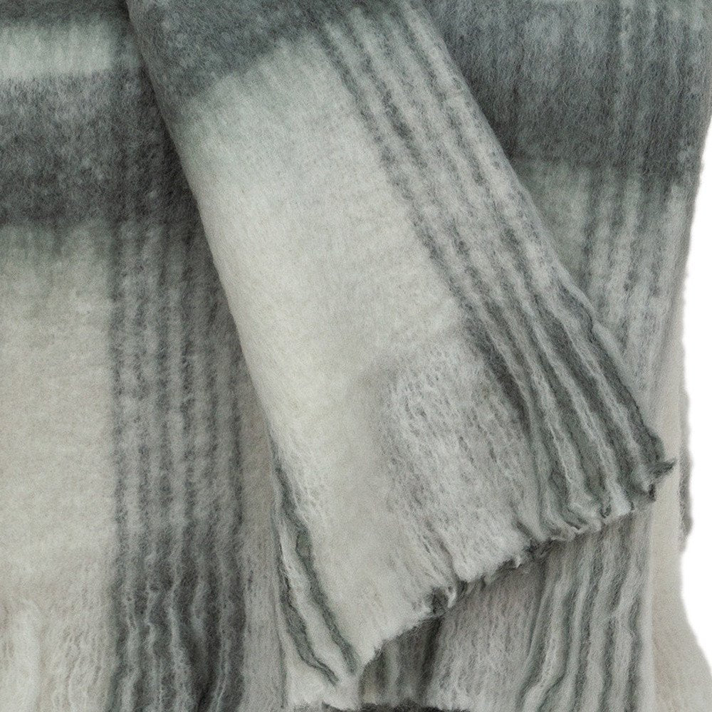Transitional Gray and White Woven Handloom Throw close-up detail