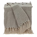 Tufted Beige Fringed Woven Handloom Throw on a white background
