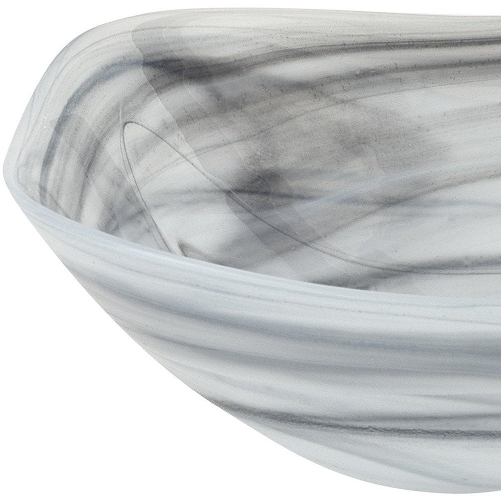 Set of Two 6" Gray And White Alabaster Glass Square Candy or Nut Bowls on a white background