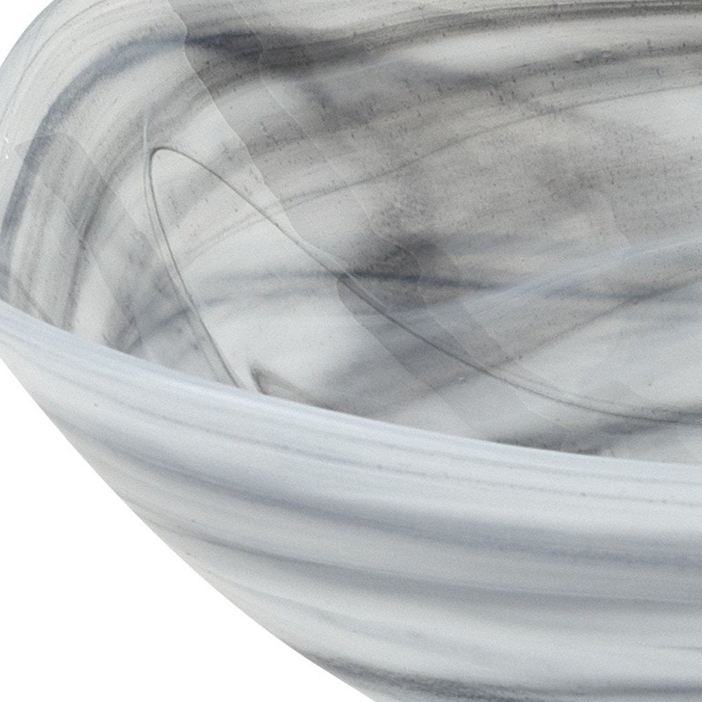 Set of Two 6" Gray And White Alabaster Glass Square Candy or Nut Bowls close-up detail