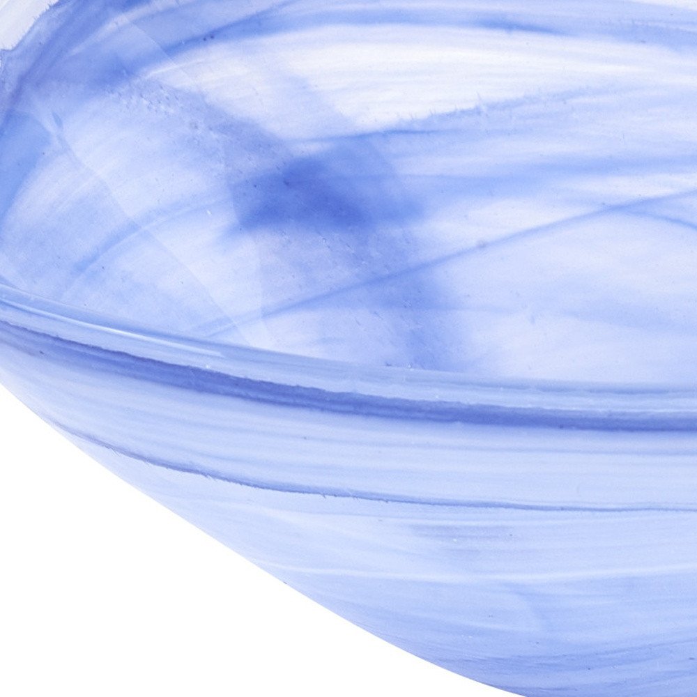 Set of Two 6" Blue And White Alabaster Glass Square Candy or Nut Bowls close-up detail
