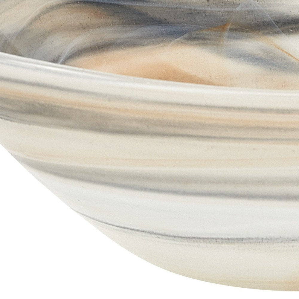 Set of Two 6" Taupe And White Alabaster Glass Square Candy or Nut Bowl