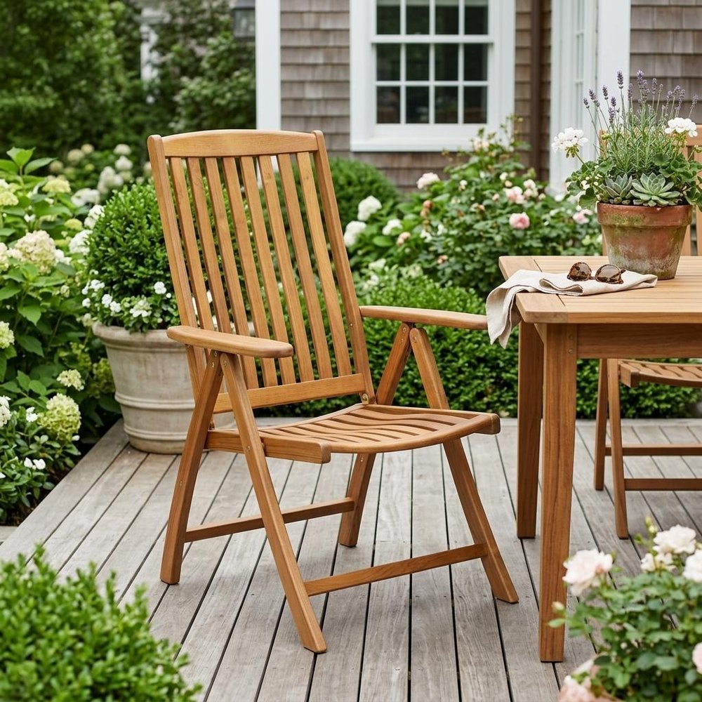 27" Brown Solid Wood Indoor Outdoor Arm Chair