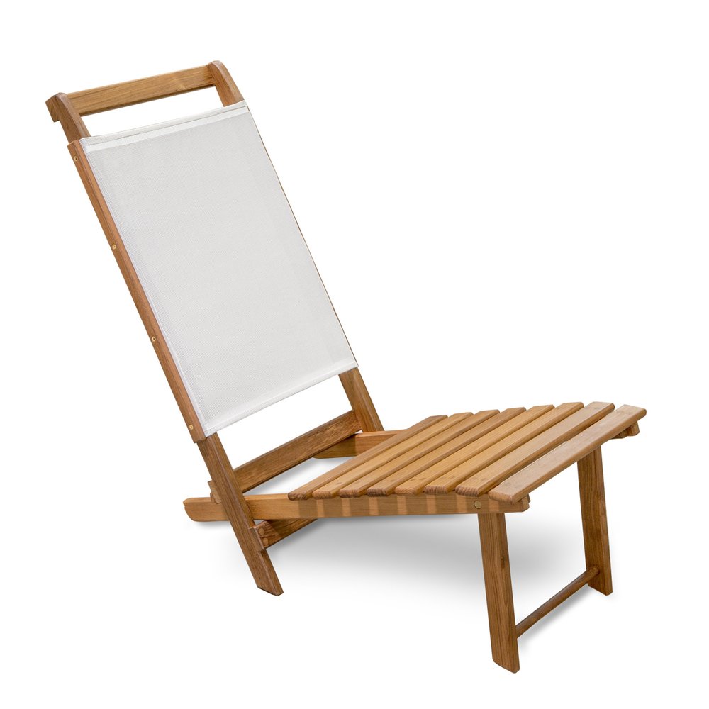 15" Brown and Natural Wood Solid Wood Outdoor Deck Chair. Outdoor chair isolated on a plain white background, in a white wood finish.