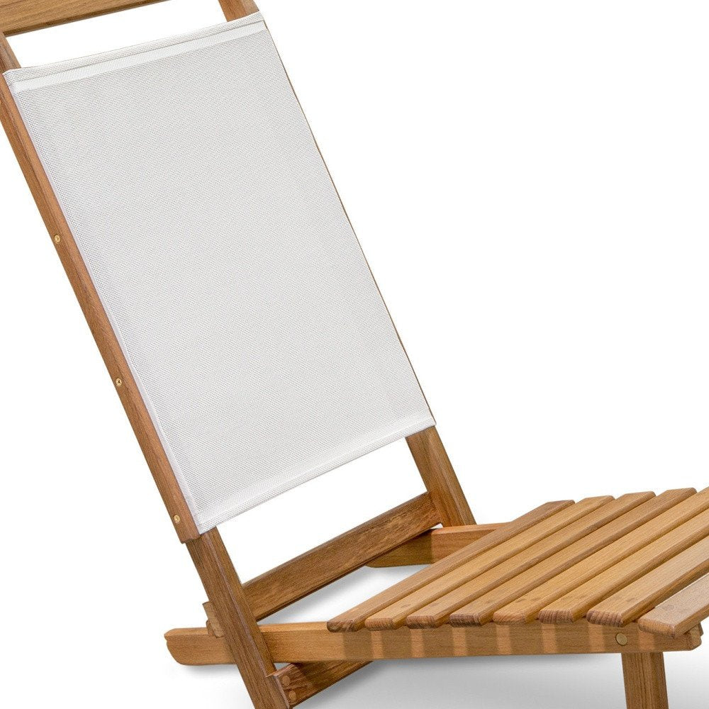 15" Brown and Natural Wood Solid Wood Outdoor Deck Chair. Outdoor chair isolated on a plain white background, in a white wood finish.