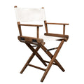 23" Brown and Ivory and Natural Wood Solid Wood Indoor Outdoor Director Chair. Outdoor chair isolated on a plain white background, finished in ivory wood.