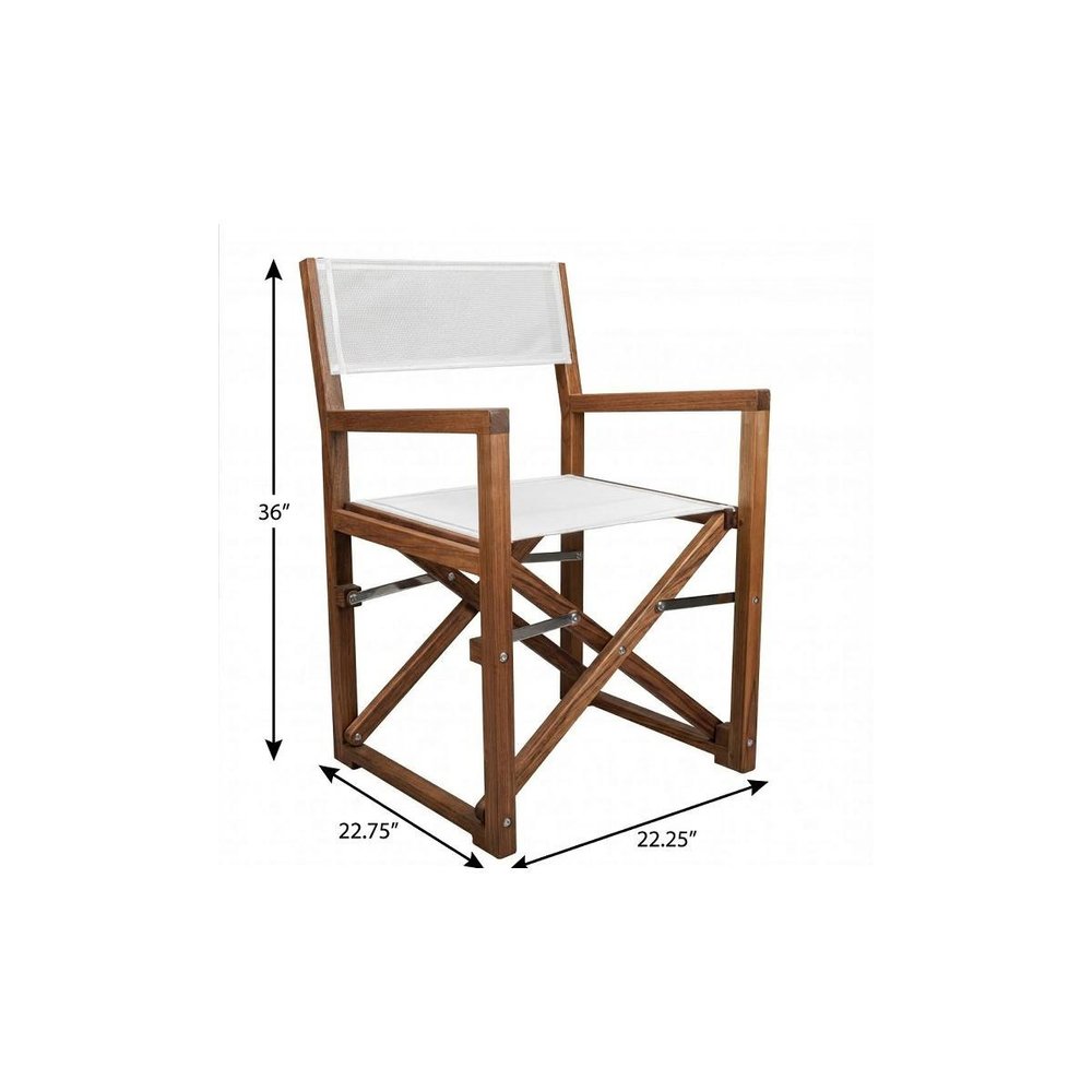 23" White and Natural Wood Solid Wood Indoor Outdoor Director Chair