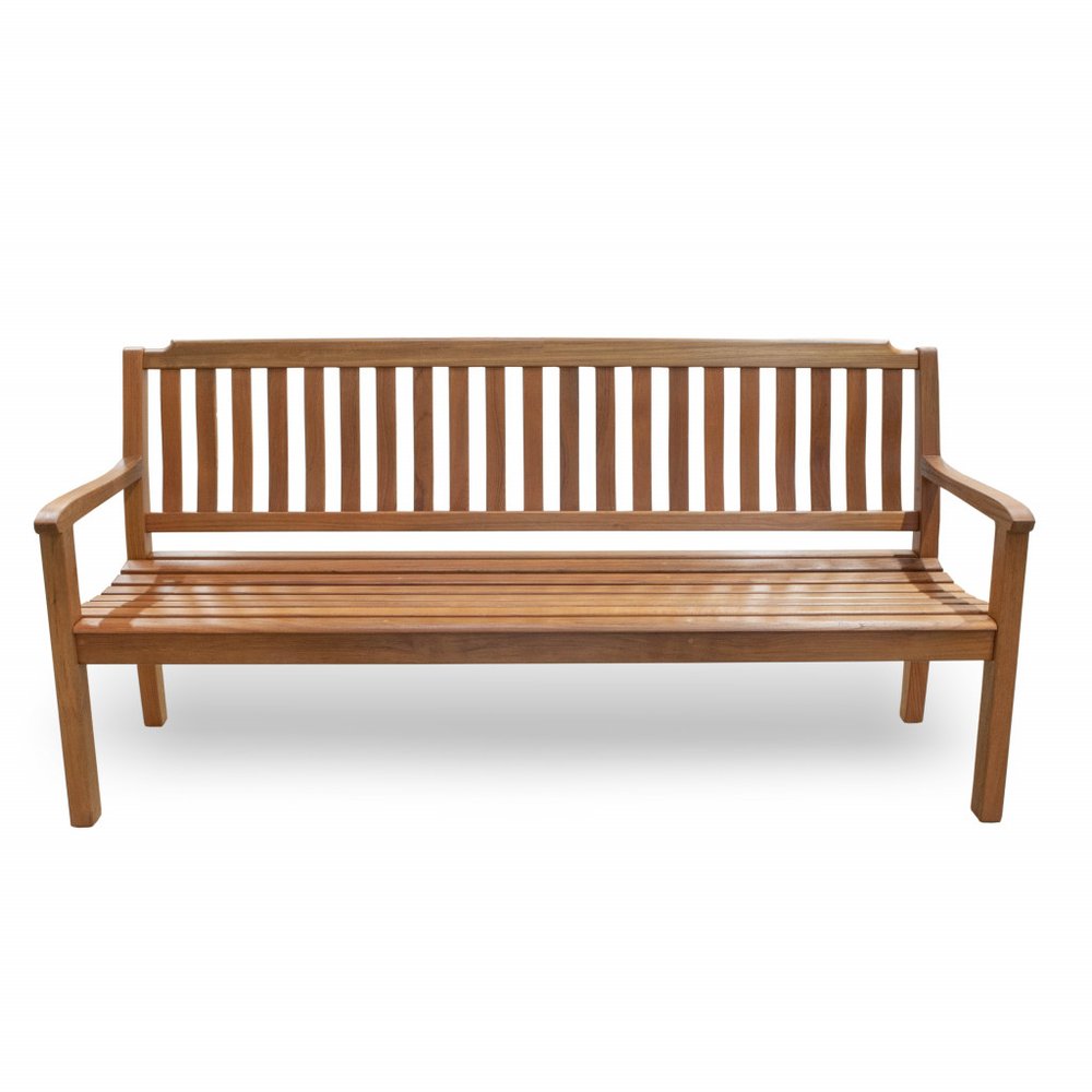72" Teak Solid Wood Garden Bench on a white background