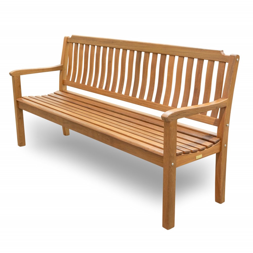 72" Teak Solid Wood Garden Bench on a white background