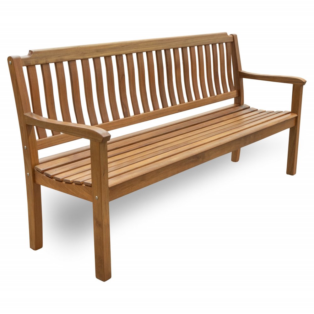 72" Teak Solid Wood Garden Bench on a white background
