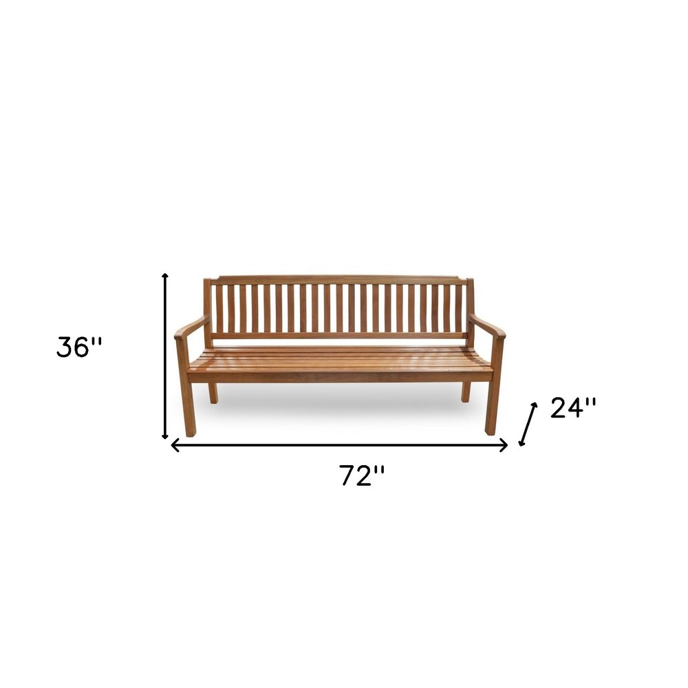 72" Teak Solid Wood Garden Bench on a white background