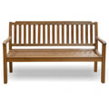A 60-inch solid teak wood garden bench with a slatted back and seat, shown against a white background.