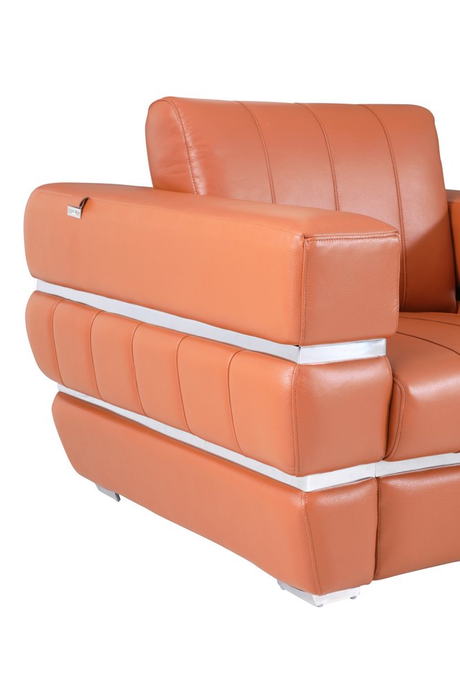 48" White Italian Leather Arm Chair. Accent chair isolated on a plain white background, showing a leather surface.