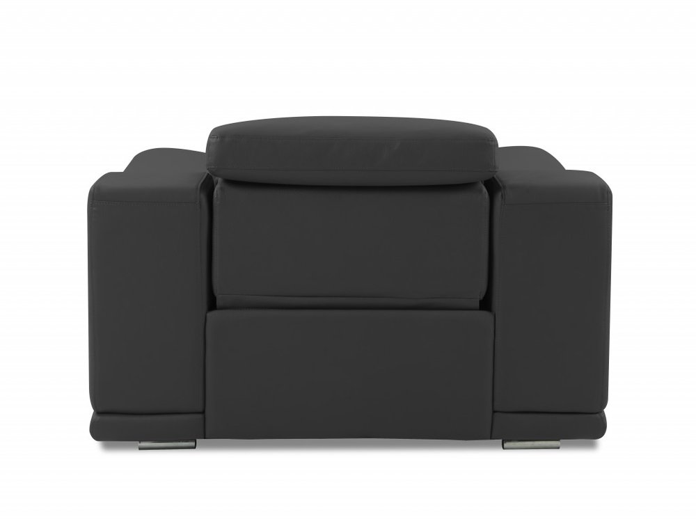 48" Dark Slate Gray And White Italian Leather Arm Chair. Accent chair isolated on a plain white background, in a white leather finish.