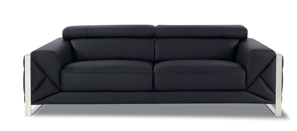89" Camel Italian Leather Sofa With Silver Legs