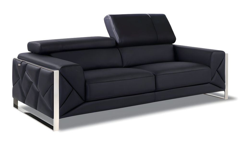 89" Camel Italian Leather Sofa With Silver Legs