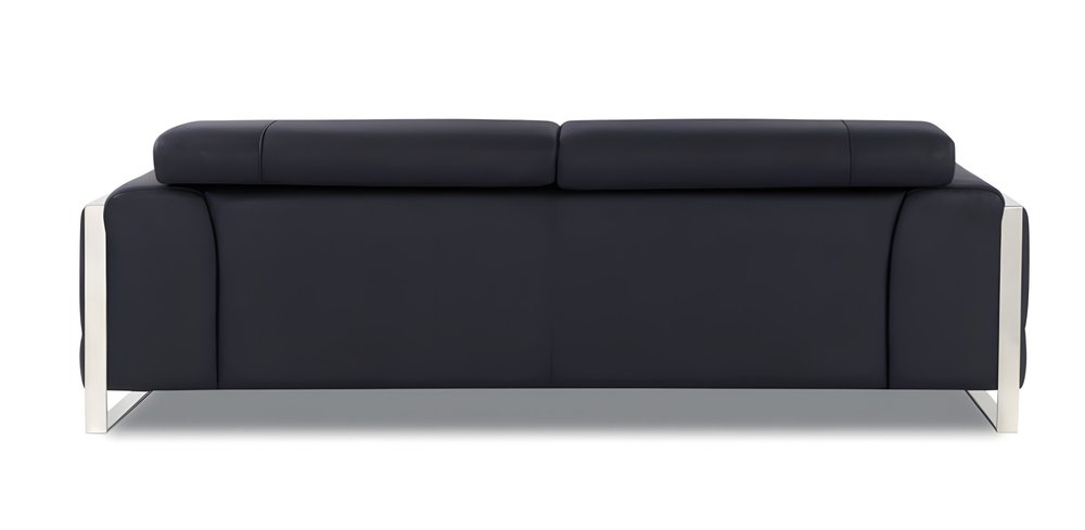 89" Camel Italian Leather Sofa With Silver Legs