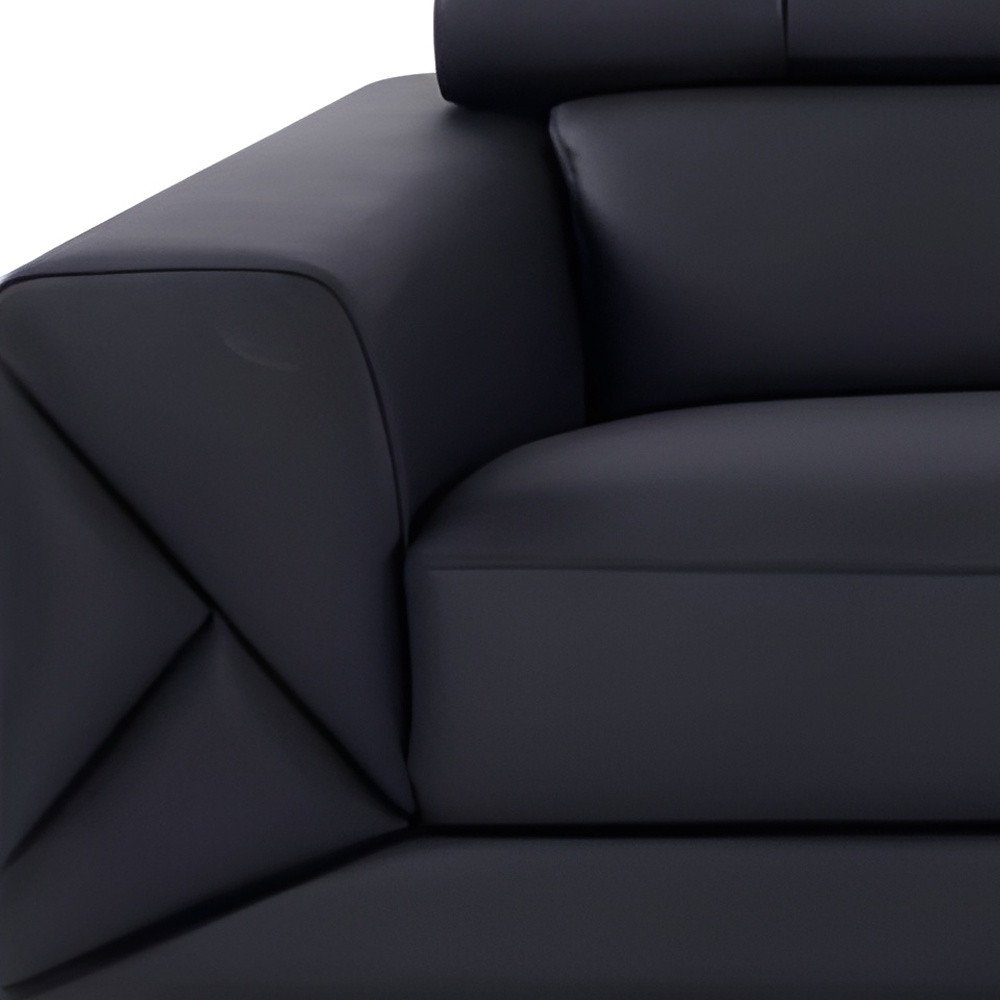 89" Camel Italian Leather Sofa With Silver Legs close-up detail