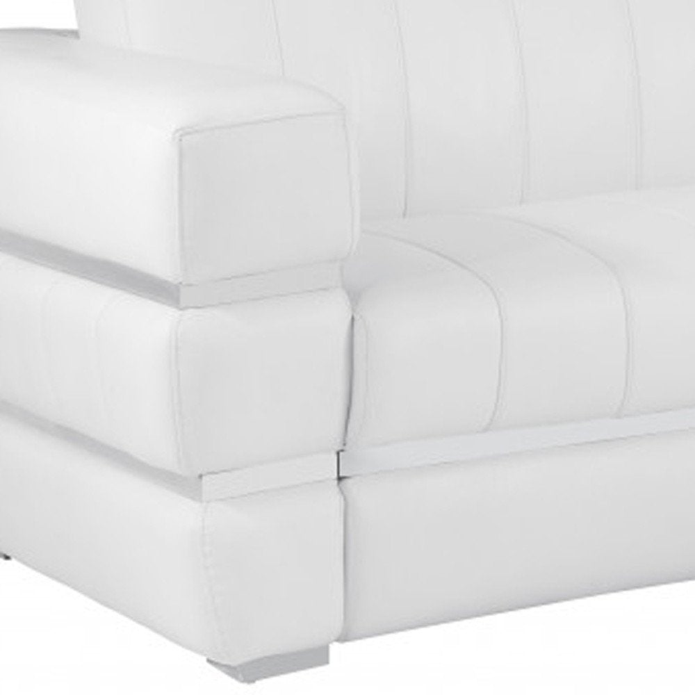 89" Camel Italian Leather Sofa With Silver Legs