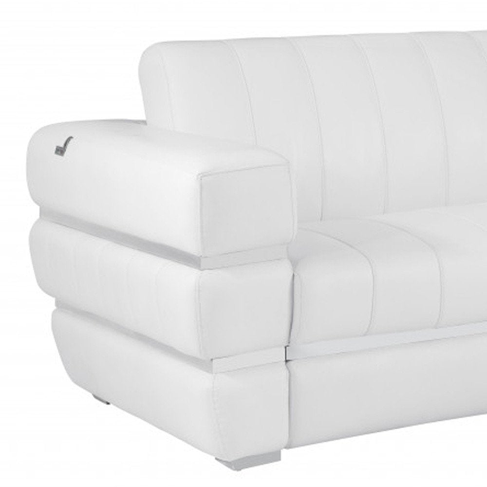 89" Camel Italian Leather Sofa With Silver Legs