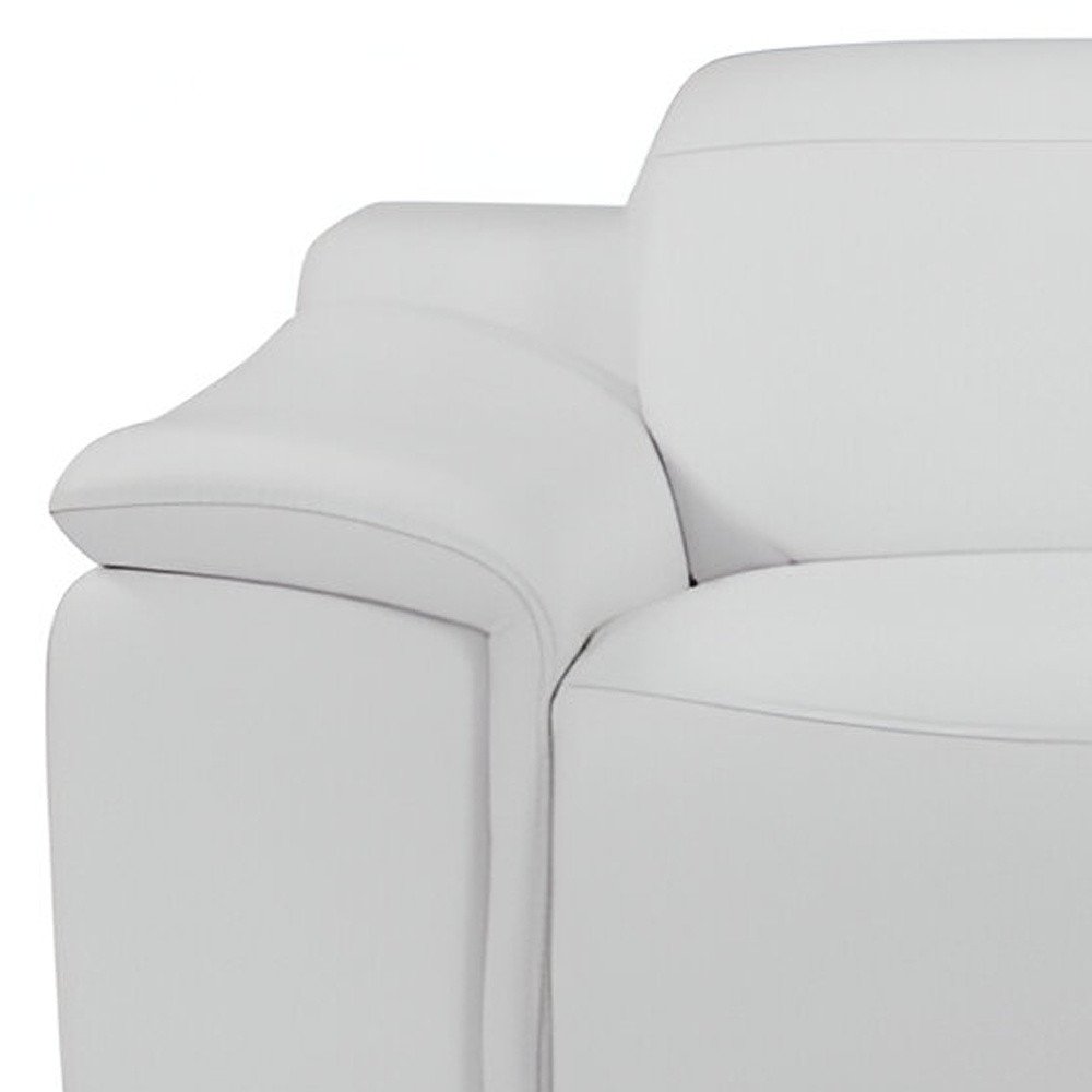 86" Camel Italian Leather USB Reclining Sofa With Silver Legs
