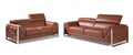 Two Piece Indoor Camel Italian Leather Five Person Seating Set on a white background