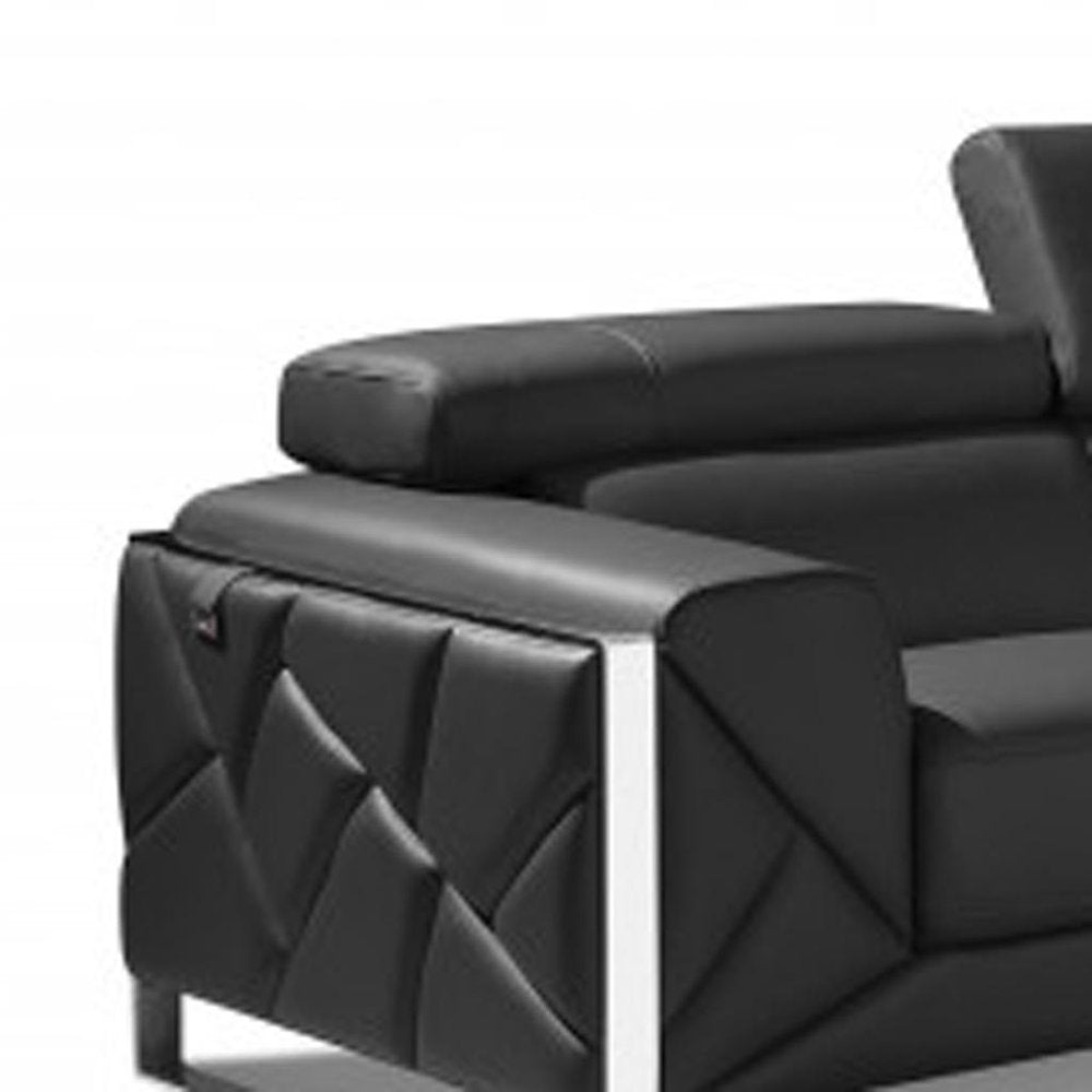 Two Piece Indoor Dark Gray Italian Leather Five Person Seating Set on a white background