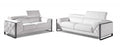 Two Piece Indoor White Italian Leather Five Person Seating Set - 35" H x 90" W x 42.5" D on a white background