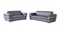 Two Piece Indoor Dark Gray Italian Leather Five Person Seating Set - 35" H x 89" W x 43.3" D on a white background