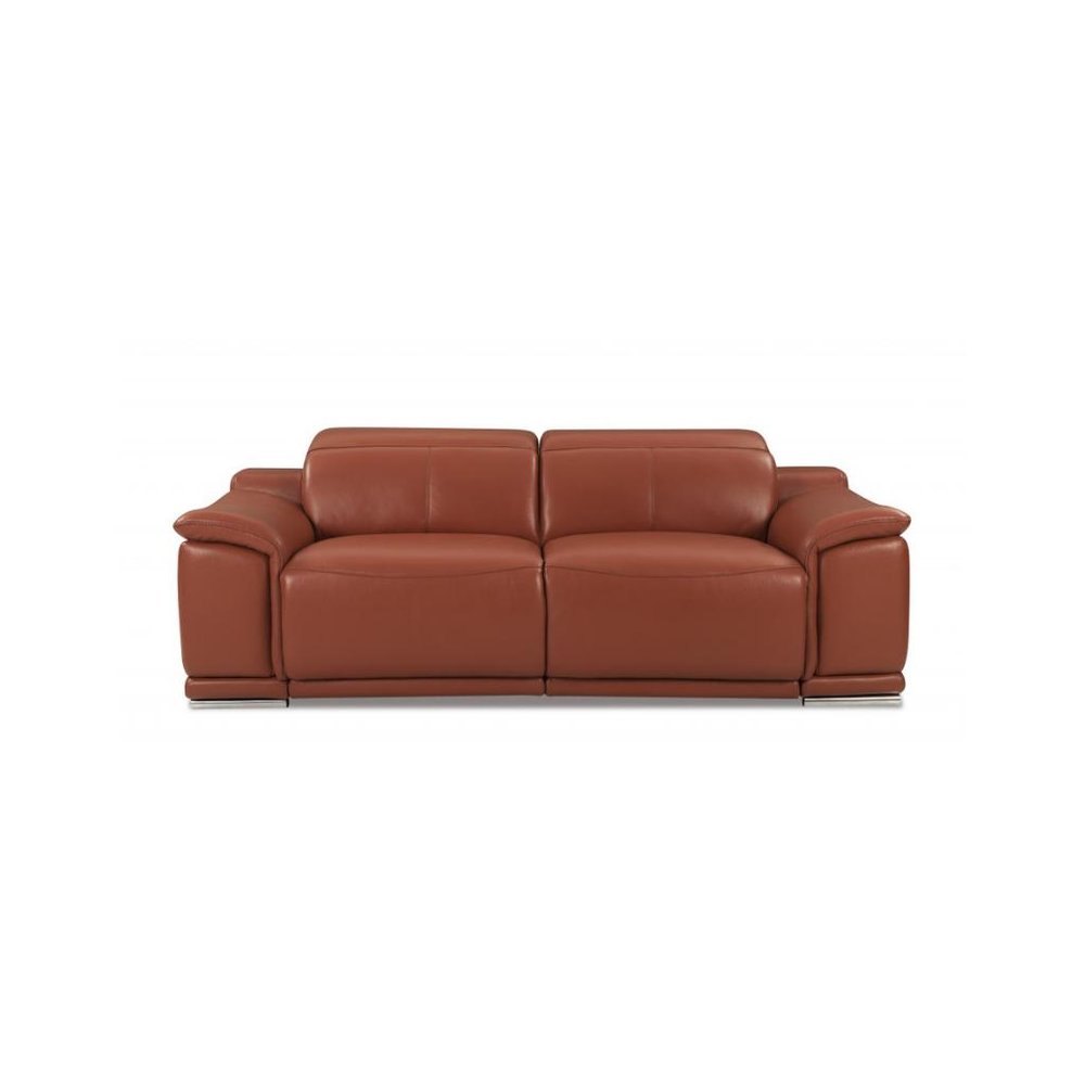 Two Piece Indoor Camel Italian Leather Five Person Seating Set - 39.4" H x 85.8" W x 42.3" D