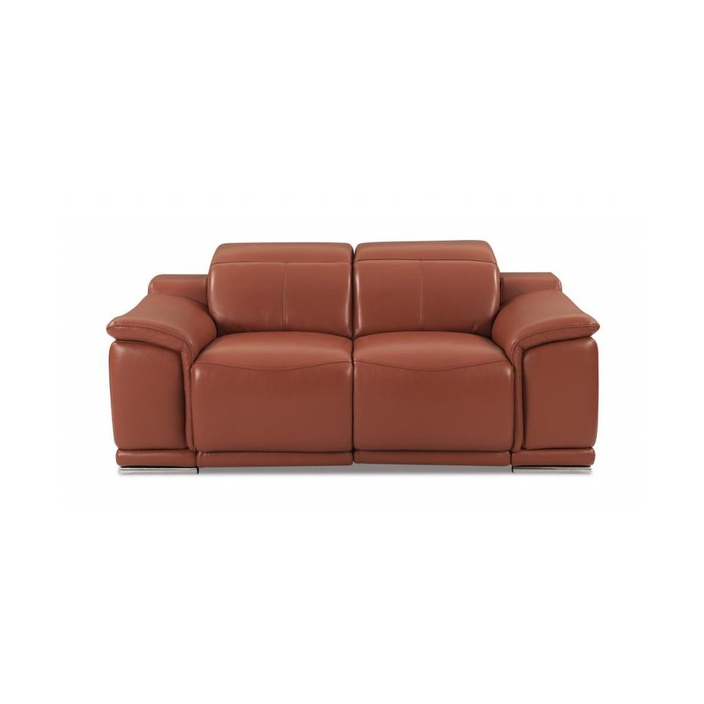 Two Piece Indoor Camel Italian Leather Five Person Seating Set - 39.4" H x 85.8" W x 42.3" D