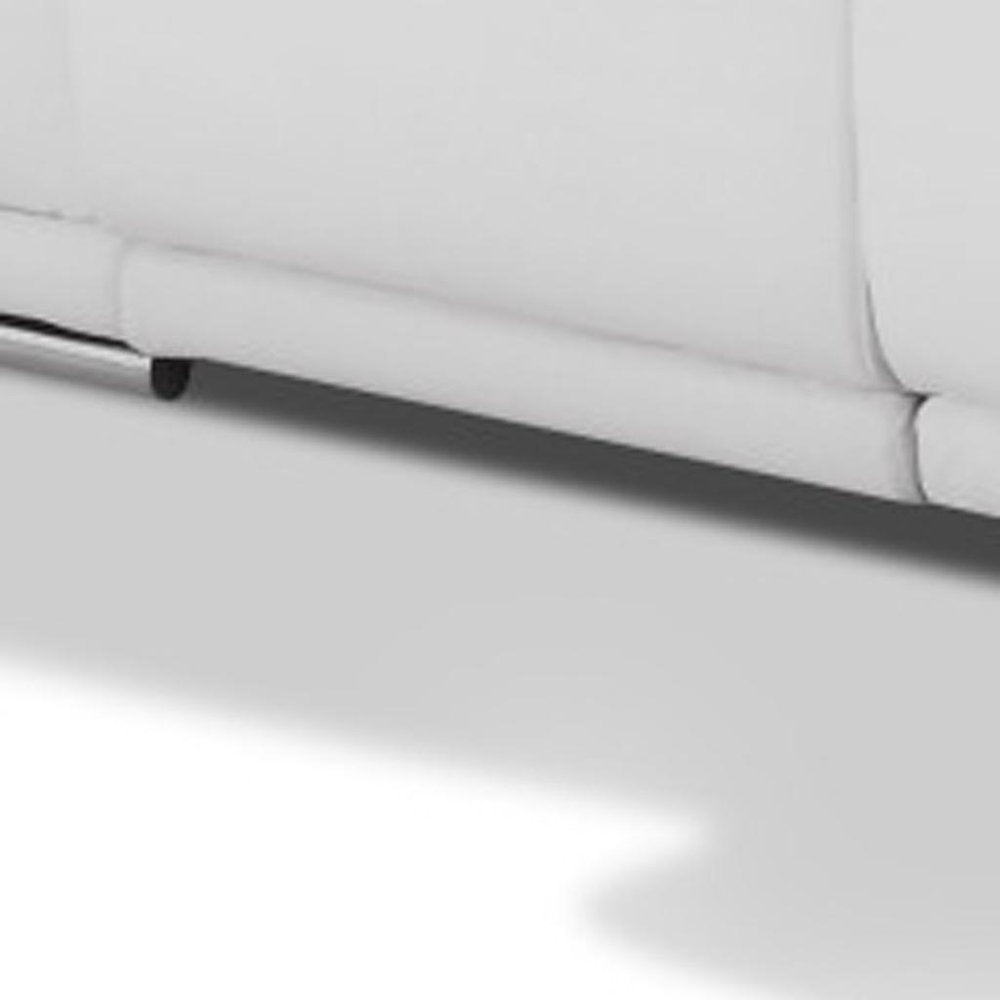 Two Piece Indoor White Italian Leather Five Person Seating Set - 39.4" H x 85.8" W x 42.3" D