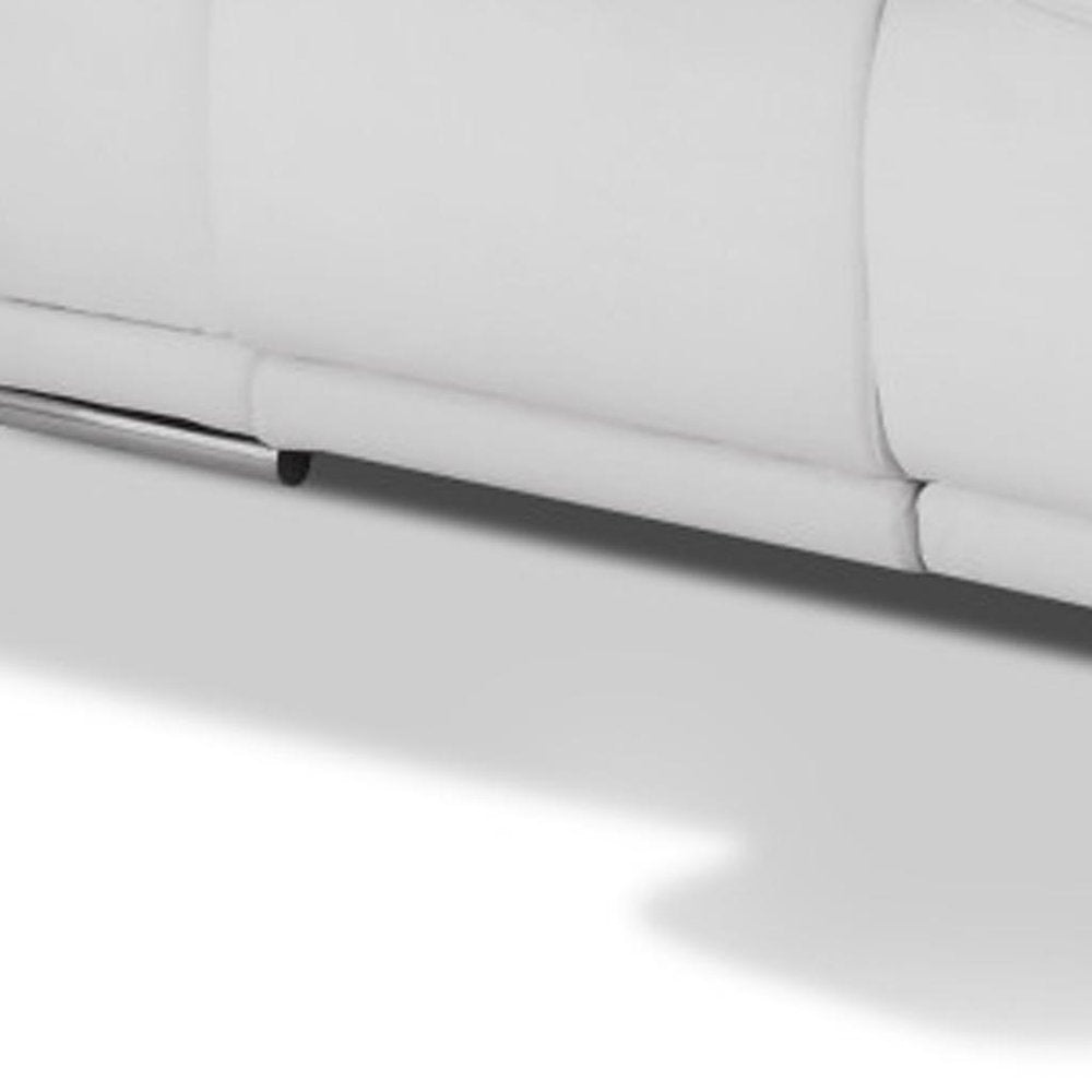 Two Piece Indoor White Italian Leather Five Person Seating Set on a white background