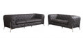 Two Piece Indoor Brown Italian Leather Five Person Seating Set on a white background