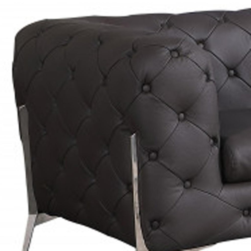 Two Piece Indoor Brown Italian Leather Five Person Seating Set
