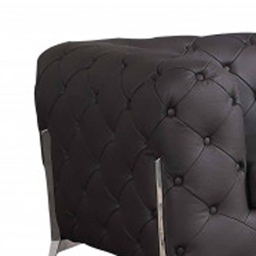 Two Piece Indoor Brown Italian Leather Five Person Seating Set on a white background