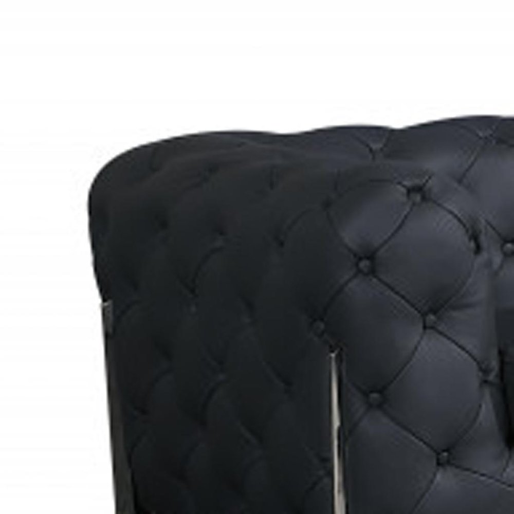 Two Piece Indoor Dark Gray Italian Leather Five Person Seating Set - 30.5" H x 93" W x 38" D