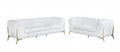 Two Piece Indoor White Italian Leather Five Person Seating Set - 30.5" H x 93" W x 38" D on a white background