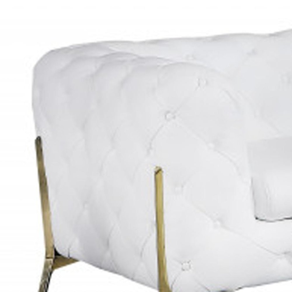 Two Piece Indoor White Italian Leather Five Person Seating Set - 30.5" H x 93" W x 38" D on a white background