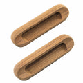 Set of Two Brown Teak Wood Drawer Pull Knobs on a white background