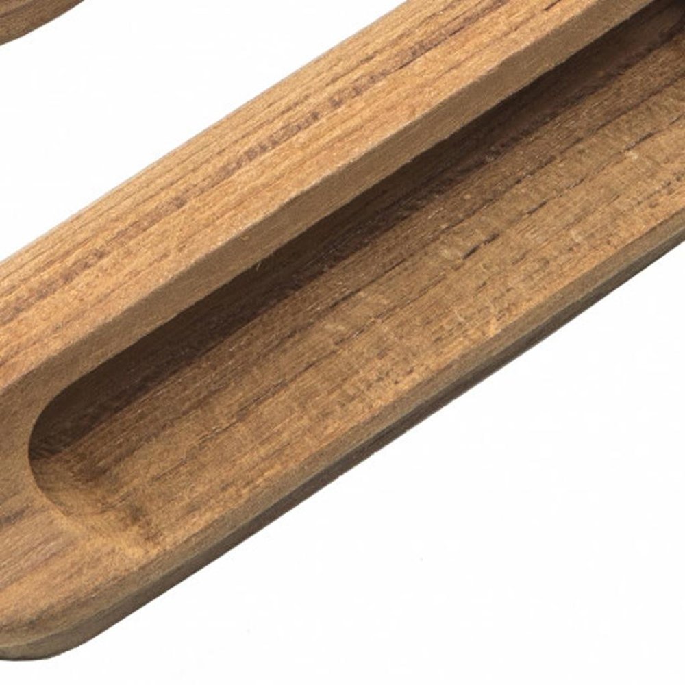 Set of Two Brown Teak Wood Drawer Pull Knobs on a white background