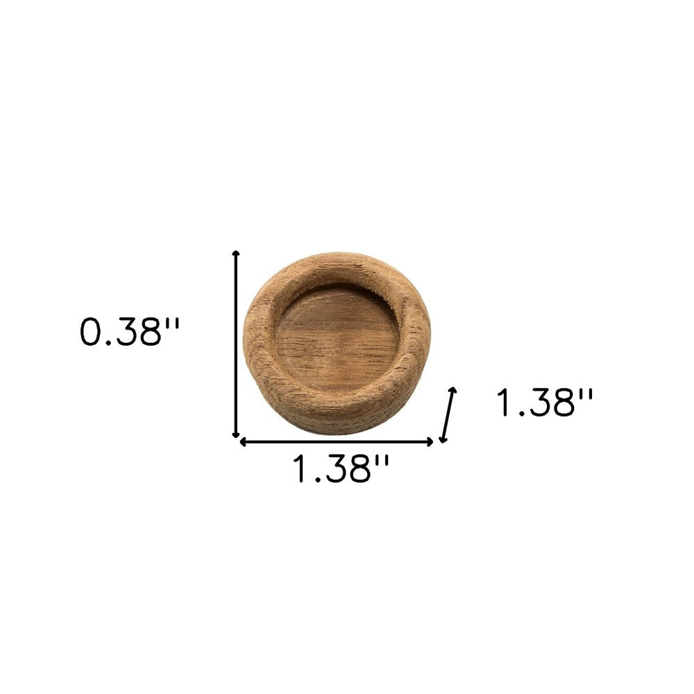 Set of Two Brown Wood Drawer Pull Knobs on a white background