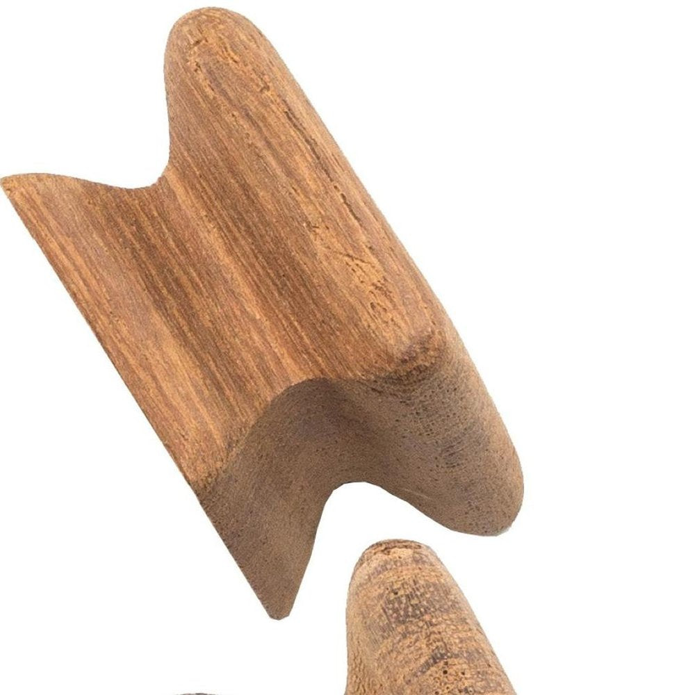 Set of Two Brown Wood Square Drawer Pull Knobs on a white background